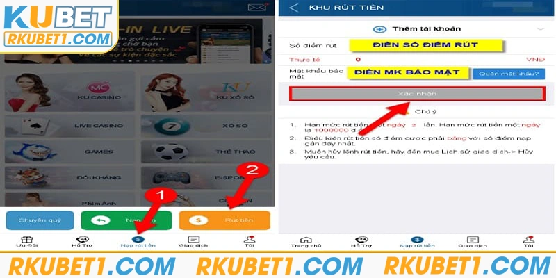 Thực hiện đúng các bước để hoàn thành quy trình rút tiền Kubet chính xác